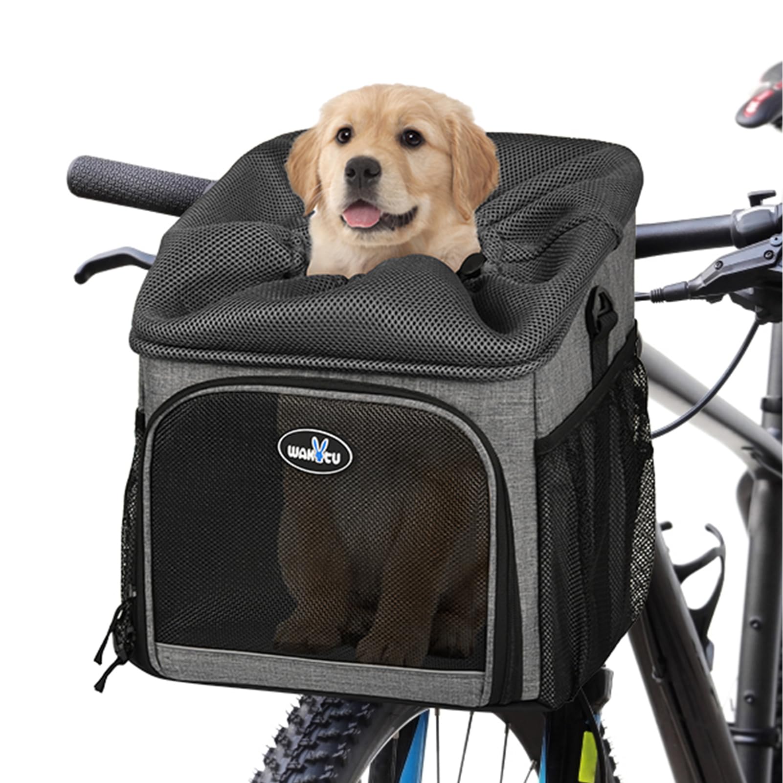 Lixada Bike Basket for Dogs Foldable Removable 12x10.2x13.8'' with Rainproof Cover, Pet Bicycle Carrier Backpack Multfunctional Dog Pet Bike Carrier, Max Bearing Weight: 12lbs