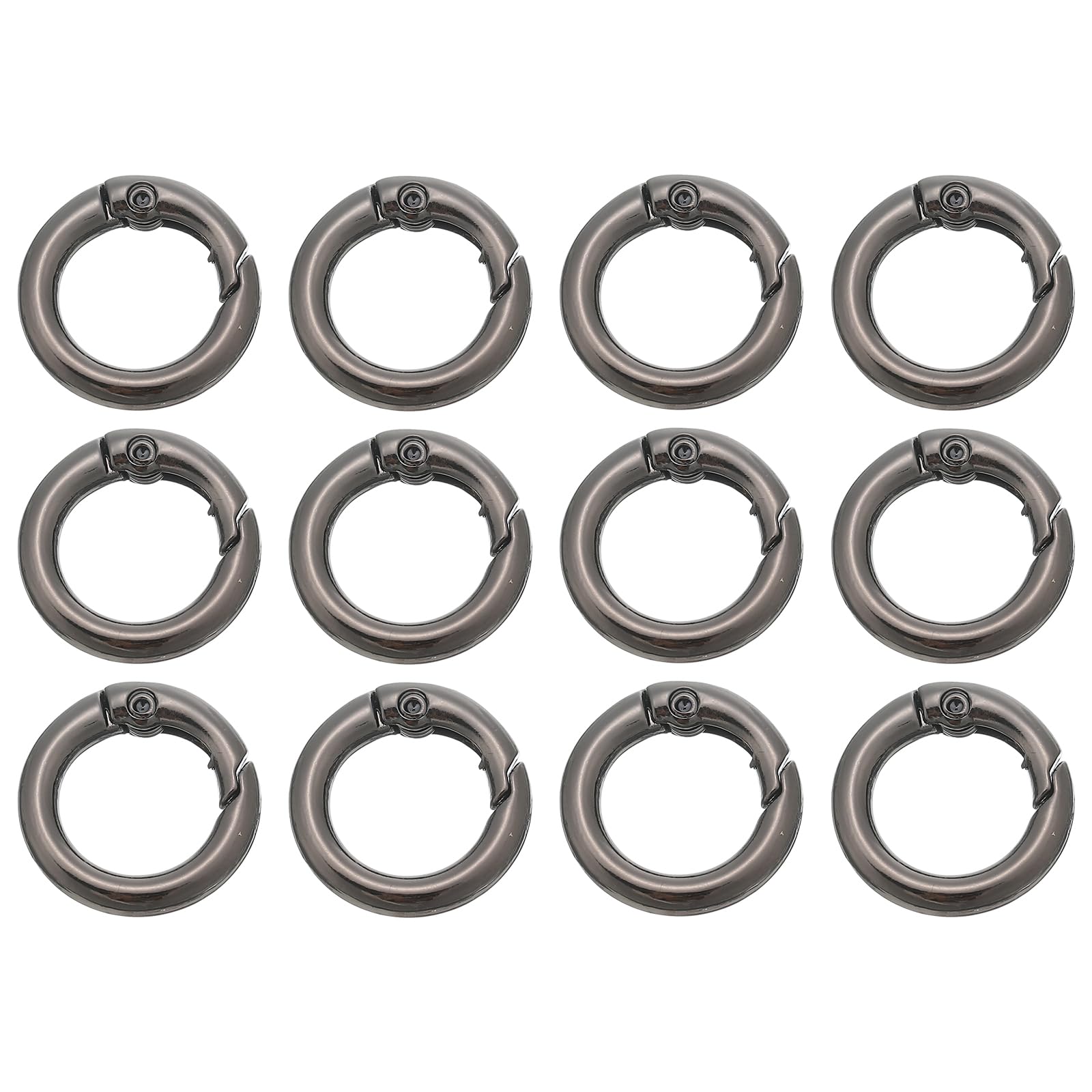 PATIKIL 25mm Spring O Ring Round Snap Clip, 12 Pcs Circle Trigger Keyrings Buckle Zinc Alloy Small Clamp Clasp for Purse Handbag, Gray