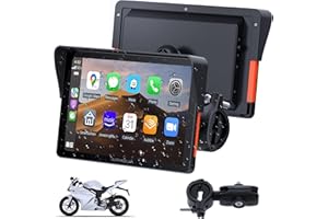 APHQUA 722 7-Inch Motorcycle GPS Navigation System with Apple CarPlay & Android Auto, Waterproof Touchscreen, Bluetooth, IP67