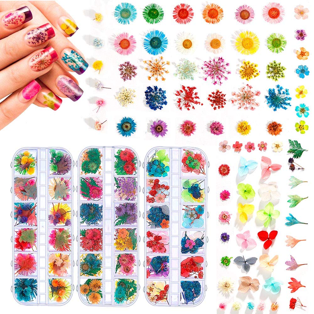 Photo 1 of 324PCS Dried Flowers Nail Art - Nail Art Accessories Kits, 81 Color Lovely Natural Nail Art, Dried Flowers for Resin Molds, Dry Flowers for Nails, YWLI
