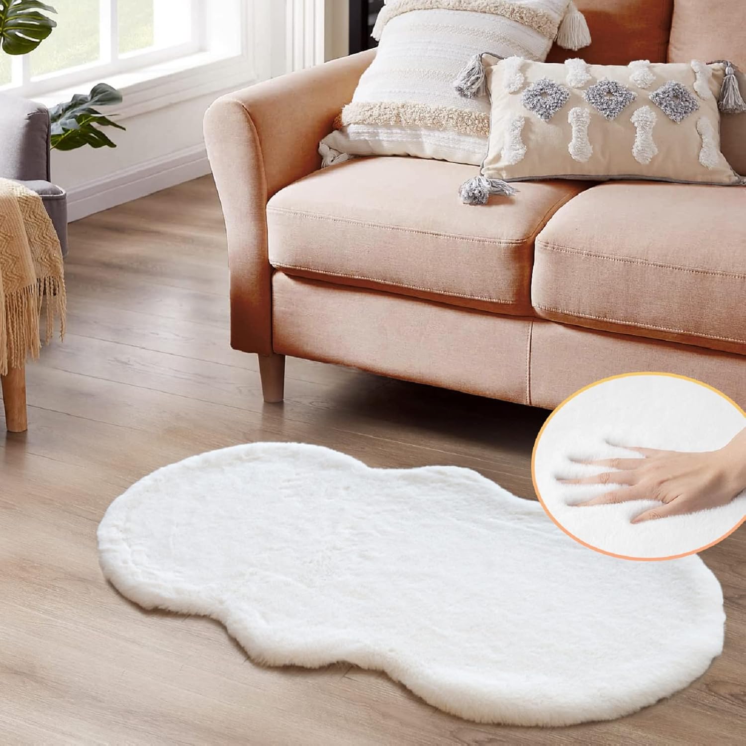 Rugs, Pads & Protectors - ORINOVA White Faux Rabbit Fluffy Fur Rugs for Bedroom Machine Washable Furry Area Rugs for Living Room Smal 2x4 Shag Runner Rug Nursery Rug