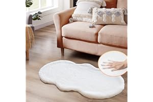 ORINOVA White Faux Rabbit Fluffy Fur Rugs for Bedroom Machine Washable Furry Area Rugs for Living Room Smal 2x4 Shag Runner Rug Nursery Rug