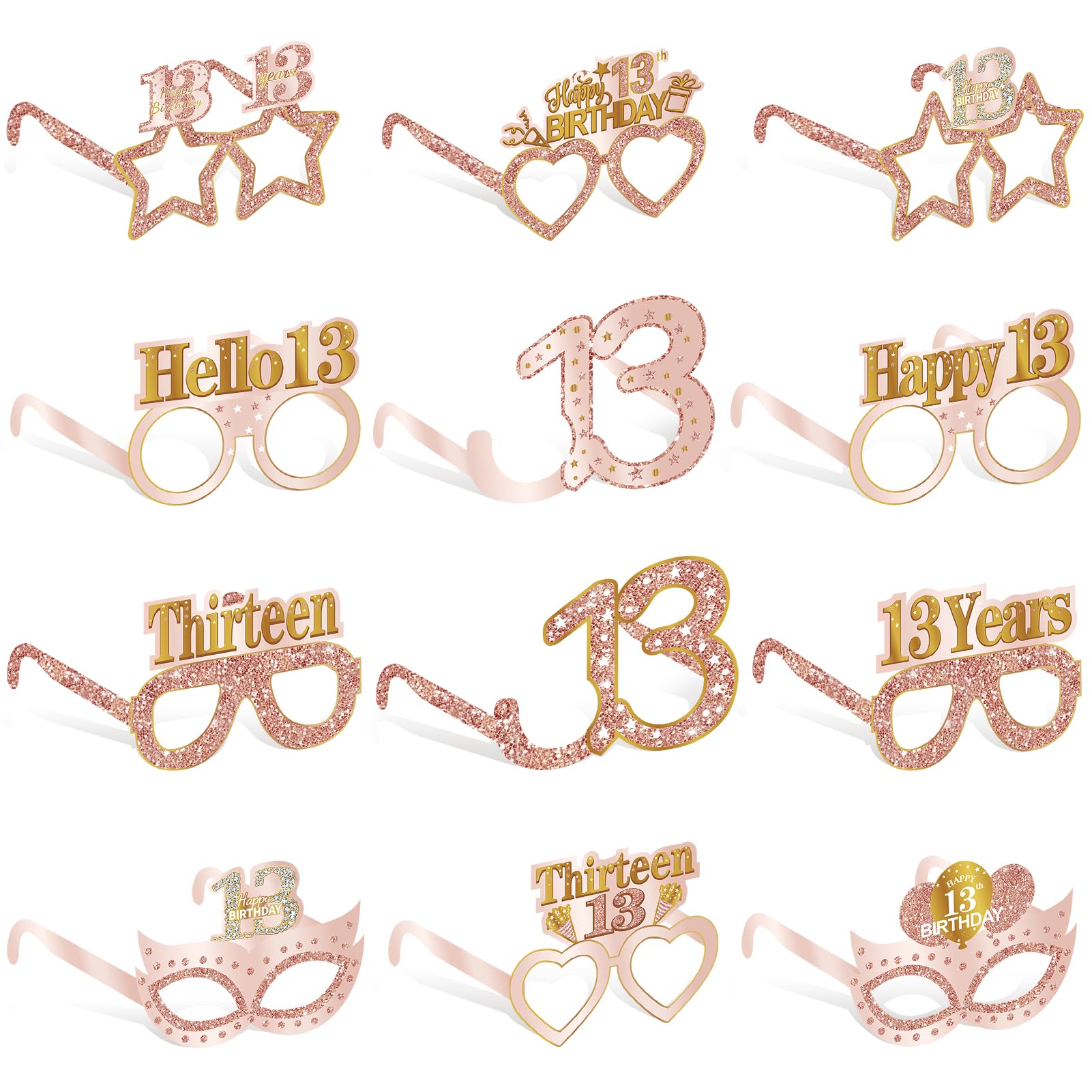 Guiruiy 24PCS 13th Birthday Paper Eyeglasses