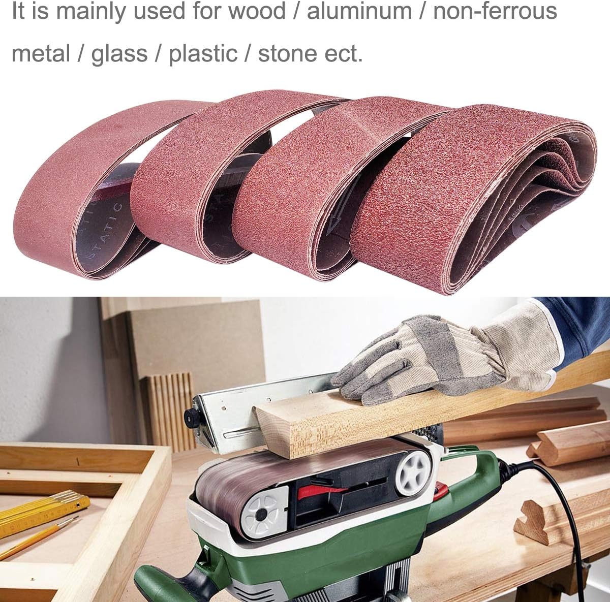 Sackorange 20 PCS 3 inch x 21 inch Abrasive Sanding Belts - 5 Each of 40 80 120 240 Grit Aluminum Oxide Sanding Belts For Belt sander (3 x 21 inch) - - 