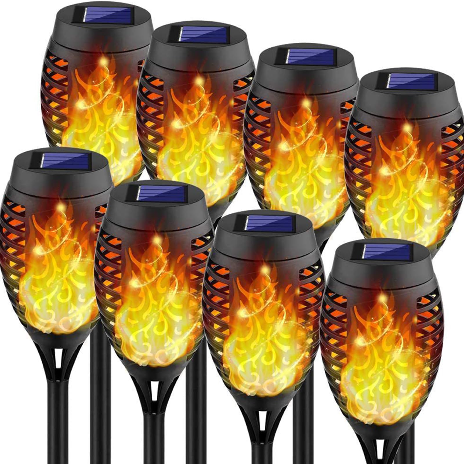XIHAMA Solar Light Outdoor Garden, 8 Pack Solar Flickering Dancing Flame Lights IP65 Waterproof, 53CM Tall Solar Torch Light Dusk to Dawn Auto On/Off,for Garden,Patio,Yard,Pathway