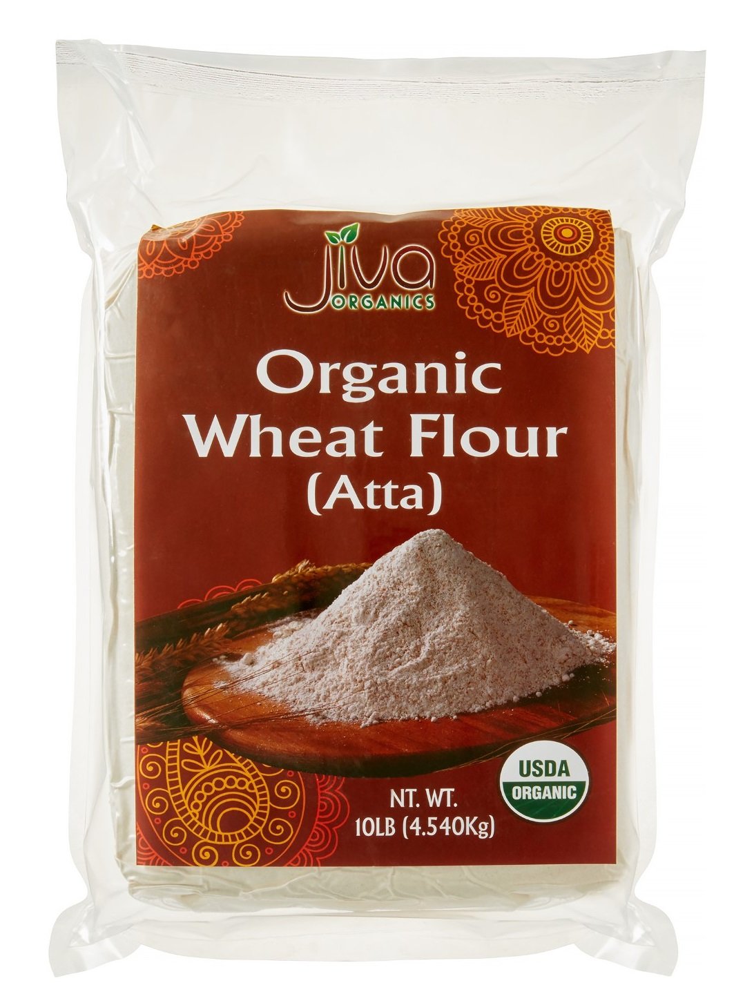 Jiva Organics Organic Wheat Flour 10 Pound Bulk Bag - Chappati Flour, Atta, 100% Natural & Non-GMO