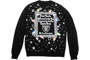 FOCO Men's NFL Team Logo Light Up Dear Santa Holiday Ugly Sweater
