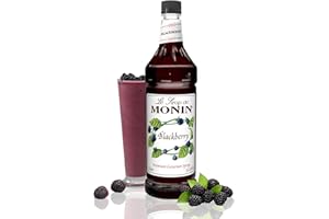 Monin - Blackberry Syrup, Delicious Berry Flavored Syrup, Cocktail Syrup, Authentic Flavor Drink Mix, Simple Syrup for Iced Tea, Lemonade, Cocktails, & More, Clean Label, Gluten-Free (1 Liter)