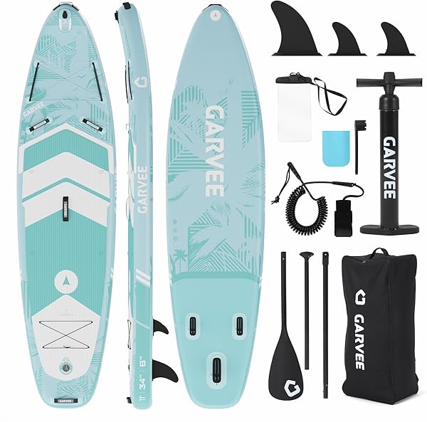 Premium SUP Board Set, Stand Up Paddling Board Aufblasbar, Mit Universal Kamerahalterung, Komplettes Zubehör, Verstellbares Paddel, Anfänger, Fortgeschrittene