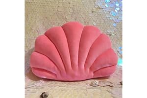 YRXRUS Shell Pillow, Peach Pink Seashell Pillow, Patio Shell Shaped Pillow, Accent Ocean Series, Ultra Soft Velvet Cushion for Bed Living Kids Room 3D Insert Pillow 14X11 Inch