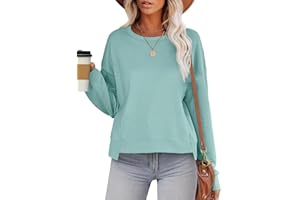 Aokosor Womens Cropped Sweatshirt Crewneck Long Sleeve Shirts Trendy 2024 Fall Tops Casual Loose Irregular Hem