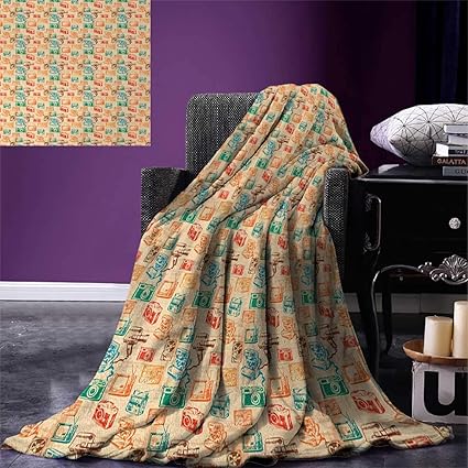 Amazon Com Vintage Throw Blanket Retro Camera Radio Tv And