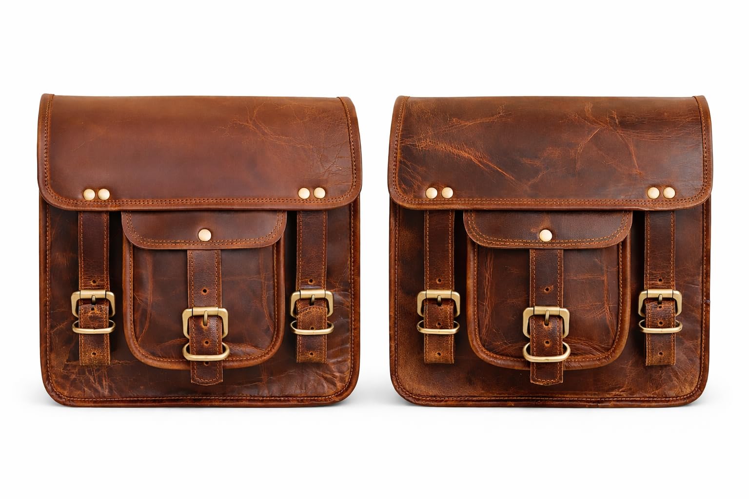 american blue 2X Motorcycle Leather Bag Genuine Saddlebag Bike Leather Messenger Satchel|Tool Bag Brown Handlebar Sissy bar Travel Bag, Saddle Panniers Set of 2