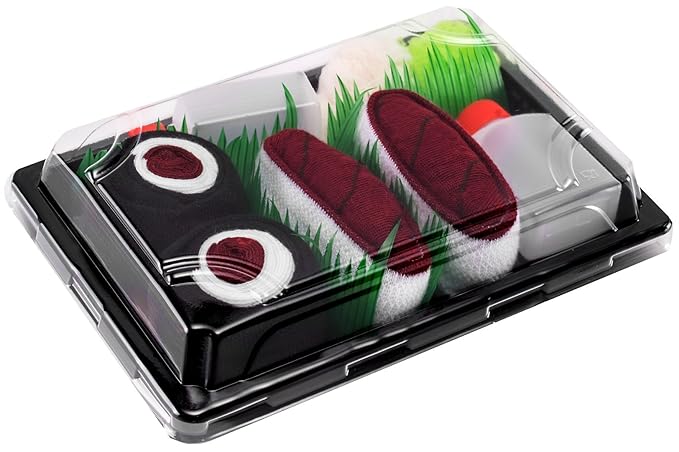 Sushi Socken 2 Paar Thunfisch, Maki Thunfisch EU-Größen 36 37 38 39 40 41 42 43 44 45 46 in Europa hergestellt, ideal als Ges