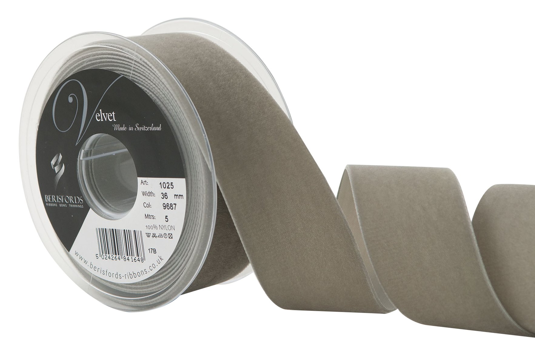 Berisfords Velvet Ribbon, Khaki, 10.2 x 4.5 x 10.2 cm