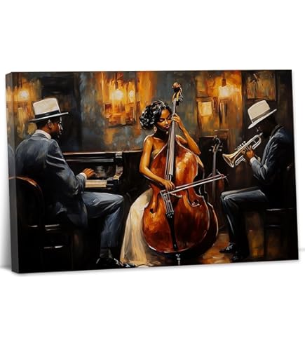 Amazon.com: YMXZHUANSH Music Canvas Art Black Jazz Band Wall Art