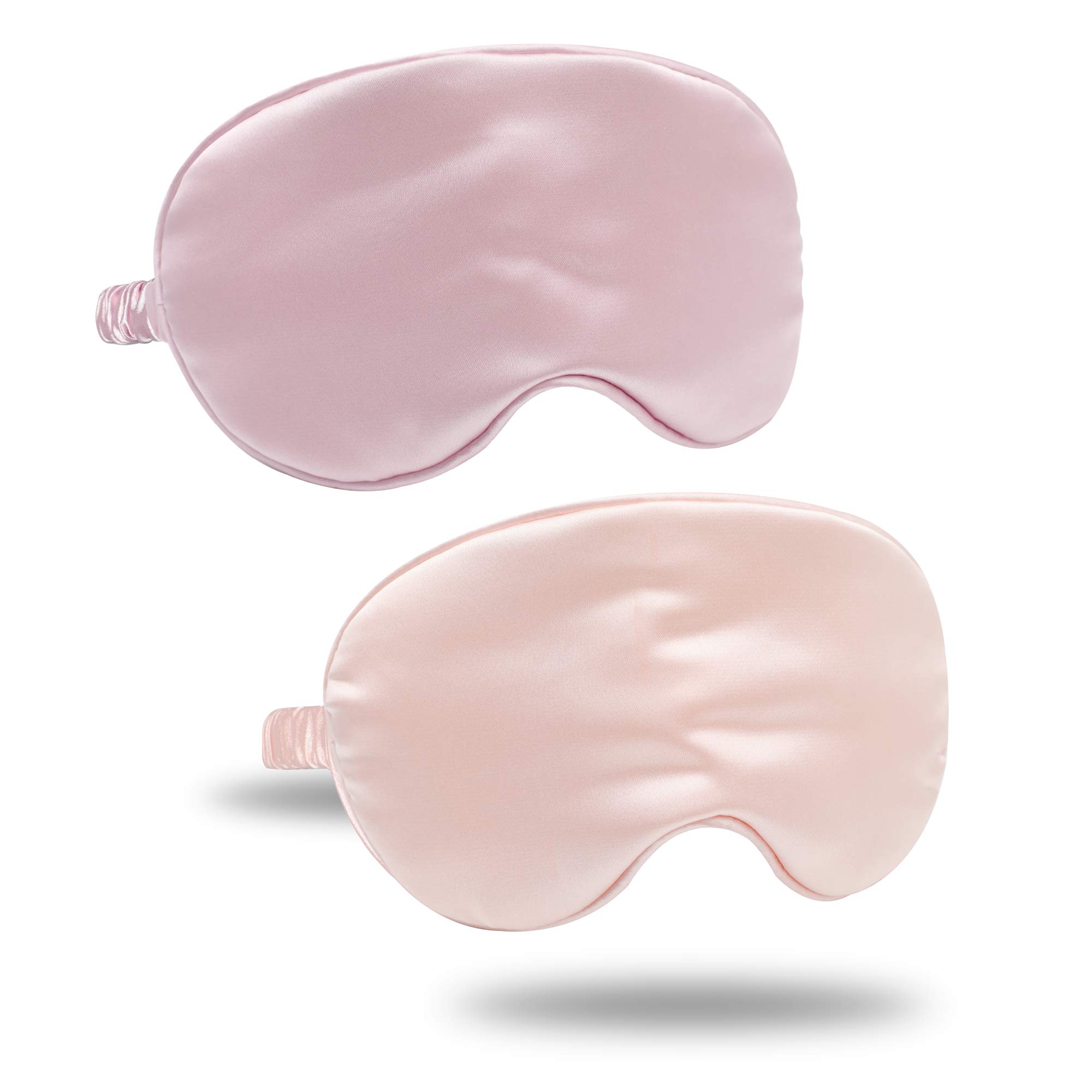 ZLYC Silk Satin Sleep Mask with Elastic Strap Travel Eye Sleeping Blindfold for Women Men (Light Violet, Rose Gold)