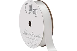 Berwick 061152 5/8" Wide Single Face Satin Ribbon, White, 6 Yds