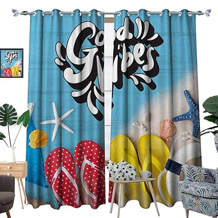 Amazon Com Homehot Good Vibes Window Curtain Fabric Flip Flops