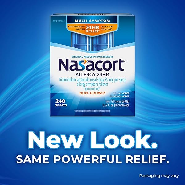 NASACORT 24HR ALLERGY NASAL SPRAY FOR ADULTS, NON-DROWSY & ALCOHOL FREE, 240 SPRAYS, 0.57 FL.OZ. 2CT