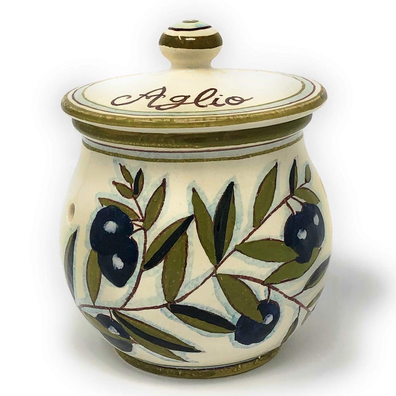 CERAMICHE D'ARTE PARRINI Italian Ceramic Garlic Brings Jar Holder Hand Painted Made