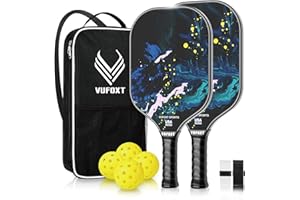 VUFOXT Pickleball Paddles Set of 2/4, USAPA Approved Carbon Fiber Surface Pickle Ball Set - 14mm PP Honeycomb Core of Lightweight Pickleball Rackets -Suitable for Beginners' Training and Game（Blue）