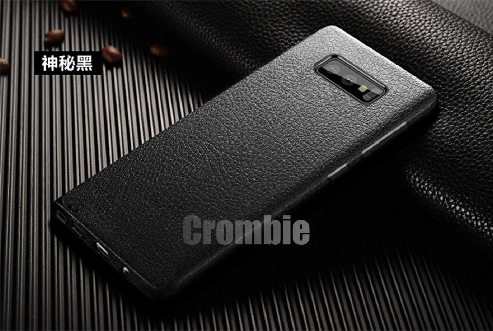 CROMBIE Leather Grain Ultra Thin Soft Cover TPU Silicone Phone Cases for Samsung S10 Plus (Black)