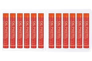 PATIKIL Orange Oil Pastels, 12Pcs Soft Oil Crayons Creamy Pastels Stick Art Supplies for Art Painting Drawing Blending Graffi