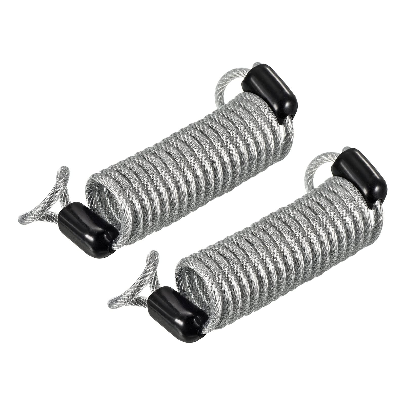 PATIKIL Security Steel Cable 2.5mm x 1m/3.28ft Coated Spring Luggage Lock Wire Rope with Double Loop Transparent 2 Pack