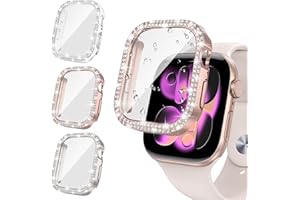Tensea [3pcs for Apple Watch Screen Protector Case Series 11/10 42mm Accessories, iWatch Hard PC Diamond Bumper Case Built-in Tempered Glass Film, Protective Bling Face Cover for Women, 42 mm