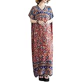 ENGLUCK Summer Floral Plus Size Dresses for Women V Neck Casual Loose Dress with Side Pockets