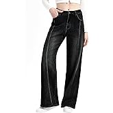Eiaend Women's Wide Leg Jeans High Waist Stretch Denim Pants Loose Fit Straight Leg Casual Trousers with Pockets