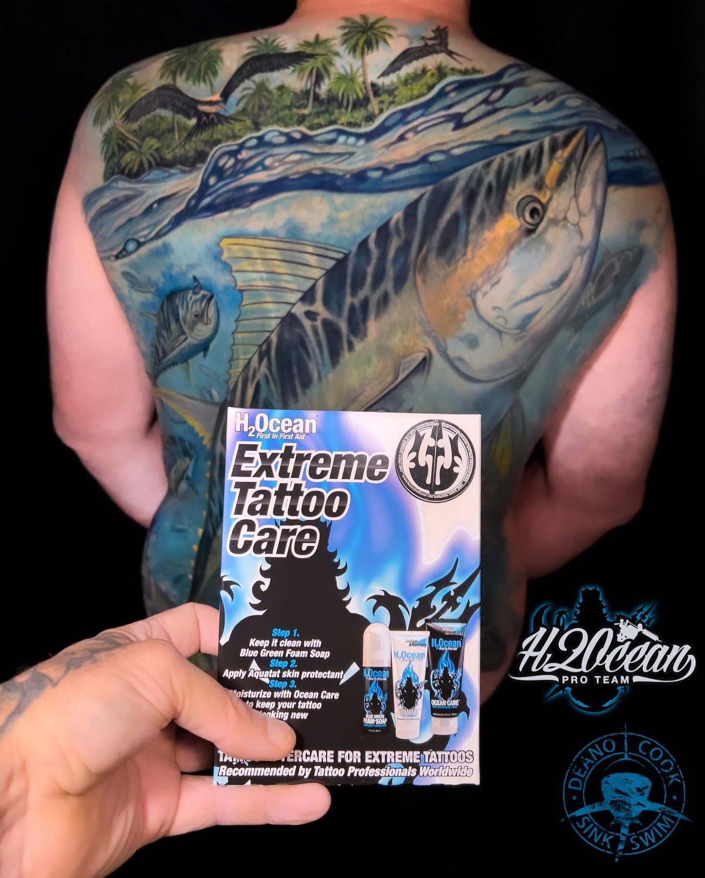 H2Ocean Blue Green Foam Soap - Foam Antibacterial Aftercare - Tattoo Care with Aloe Vera - Travel-Size Tattoo Moisturizer Soap - 1.7 oz