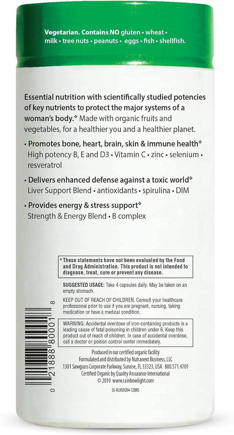 Rainbow Light Women’s Multivitamin, Organic Fruits & Vegetables, 120 Capsules (Package May Vary): Health & Personal Care