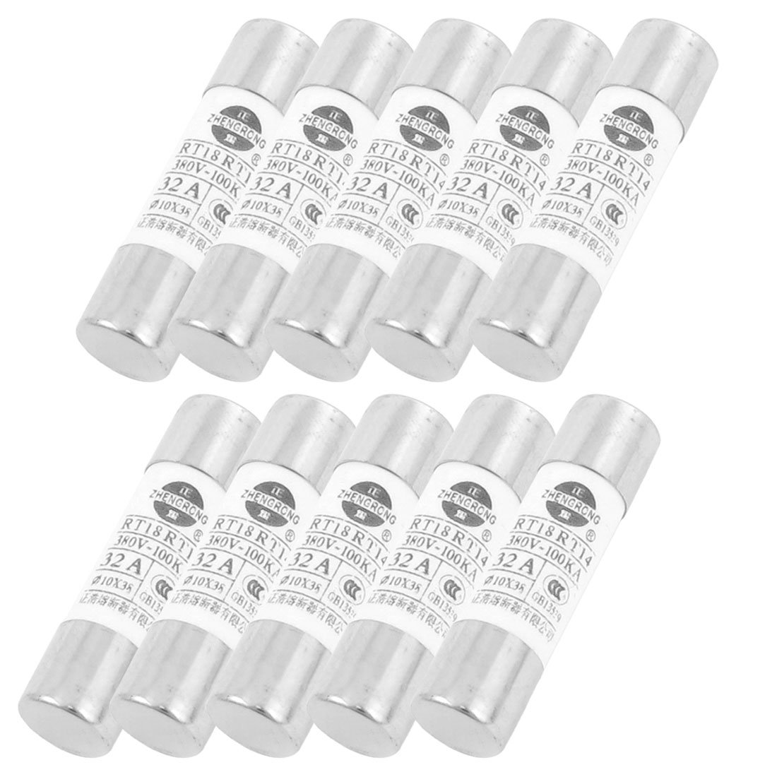 sourcingmap 380V 32A Ceramic Tube Cylindrical Fuse Links RT18TR14 10 Pcs