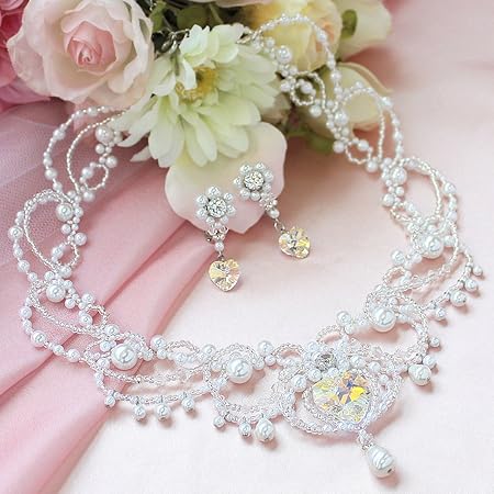 Amazon 手作りキット ラヴィアンハートのネックレス イヤリング ホワイトパール ラシクビーズ Laciqbeads ビーズ アクセサリーキット 通販