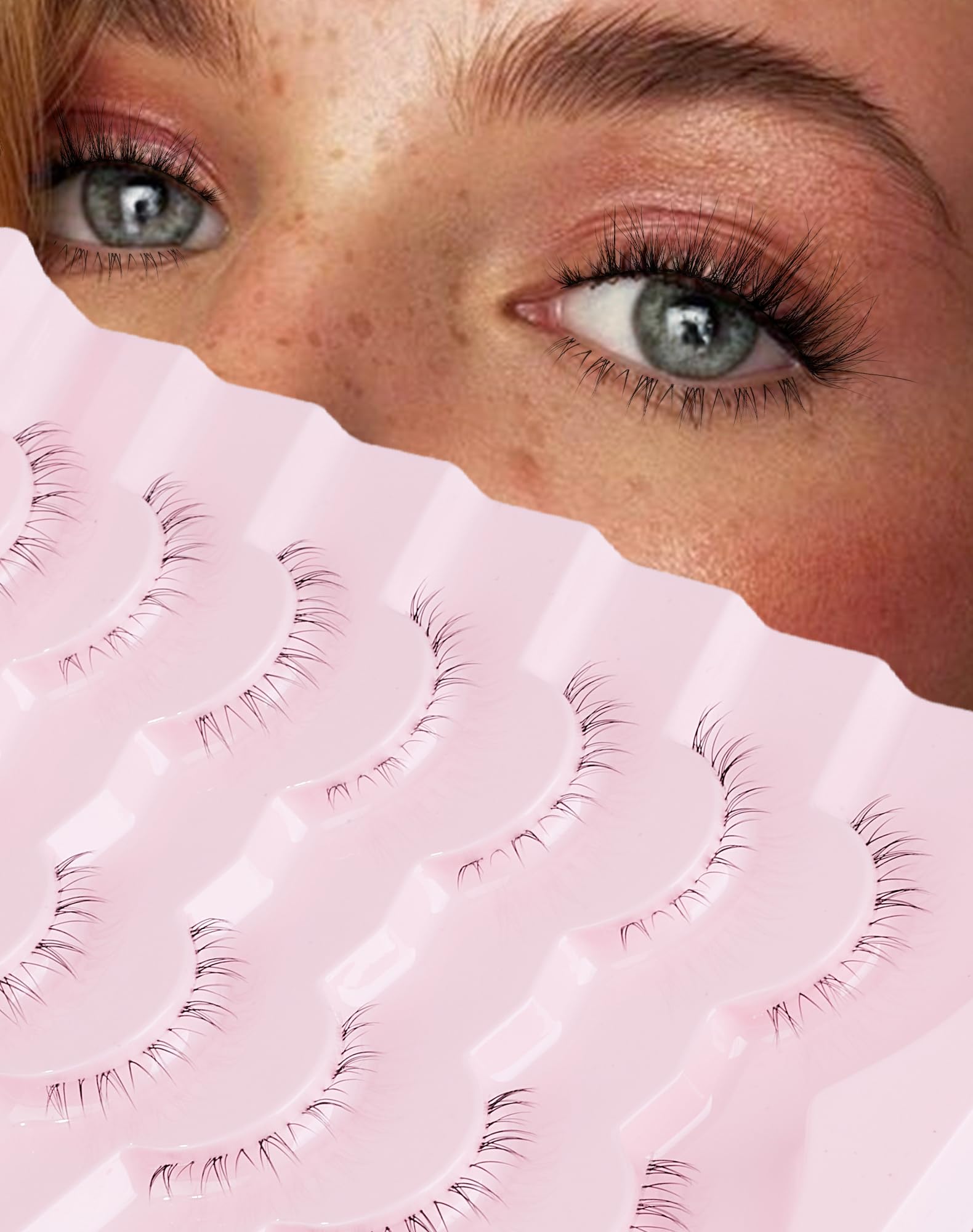 Bottom Lashes Lower Eyelashes Strip Natural Under Fake Eye lash Onlyall Bottom Clear Band Eyelash 7 Pairs R-2 — image 1