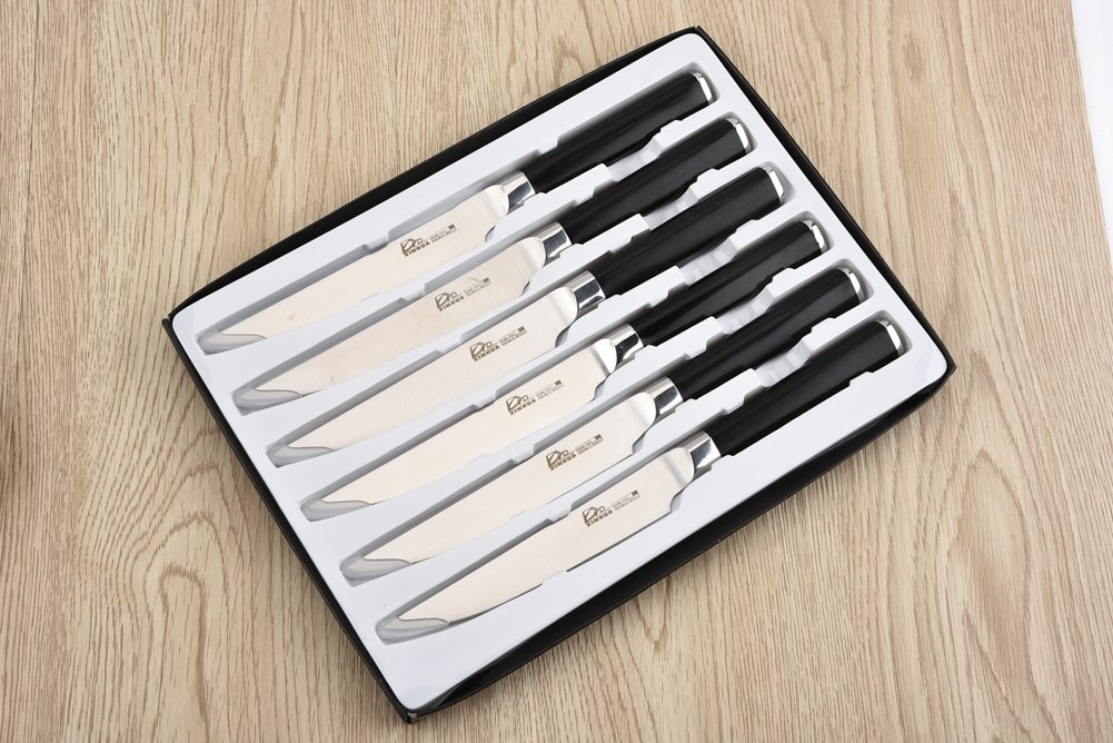 XINHUA 6Piece Steak Knife Set NonSerrated Edge Steak Knives with