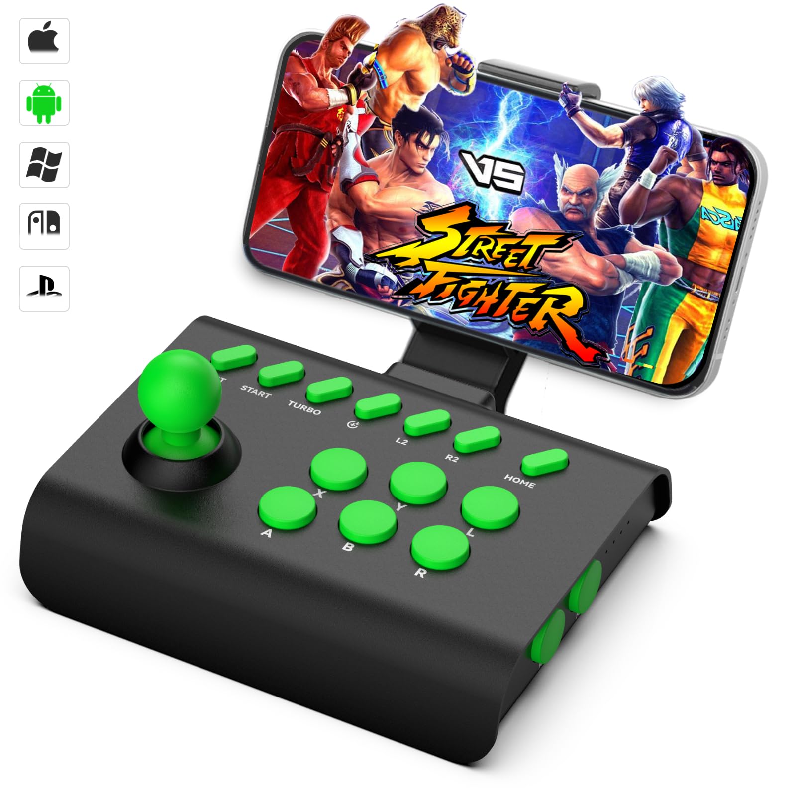 arVin Arcade Fight Stick Joystick Game Controller for iPhone iOS Android PC Fighting Stick for Nintendo Switch/PS3/PS4 Arcade Rocker Gamepad with Turbo & Marco for Emulators/Cloud/PS Remote Play/Steam