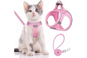 SALFSE Cat Harness and Leash Escape Proof,Adjustable Soft Mesh Kitten Vest Harness for Walking Reflective Pet Harness for Cat Small Dogs Puppy