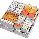 Criusia 12 Pack Sock Underwear Drawer Organizer Dividers, 116 Cells Fabric Foldable Dresser Closet Organizers and Storage Bins for Baby Clothing, Women Men Underwear Socks, Bra, Ties, Scarf