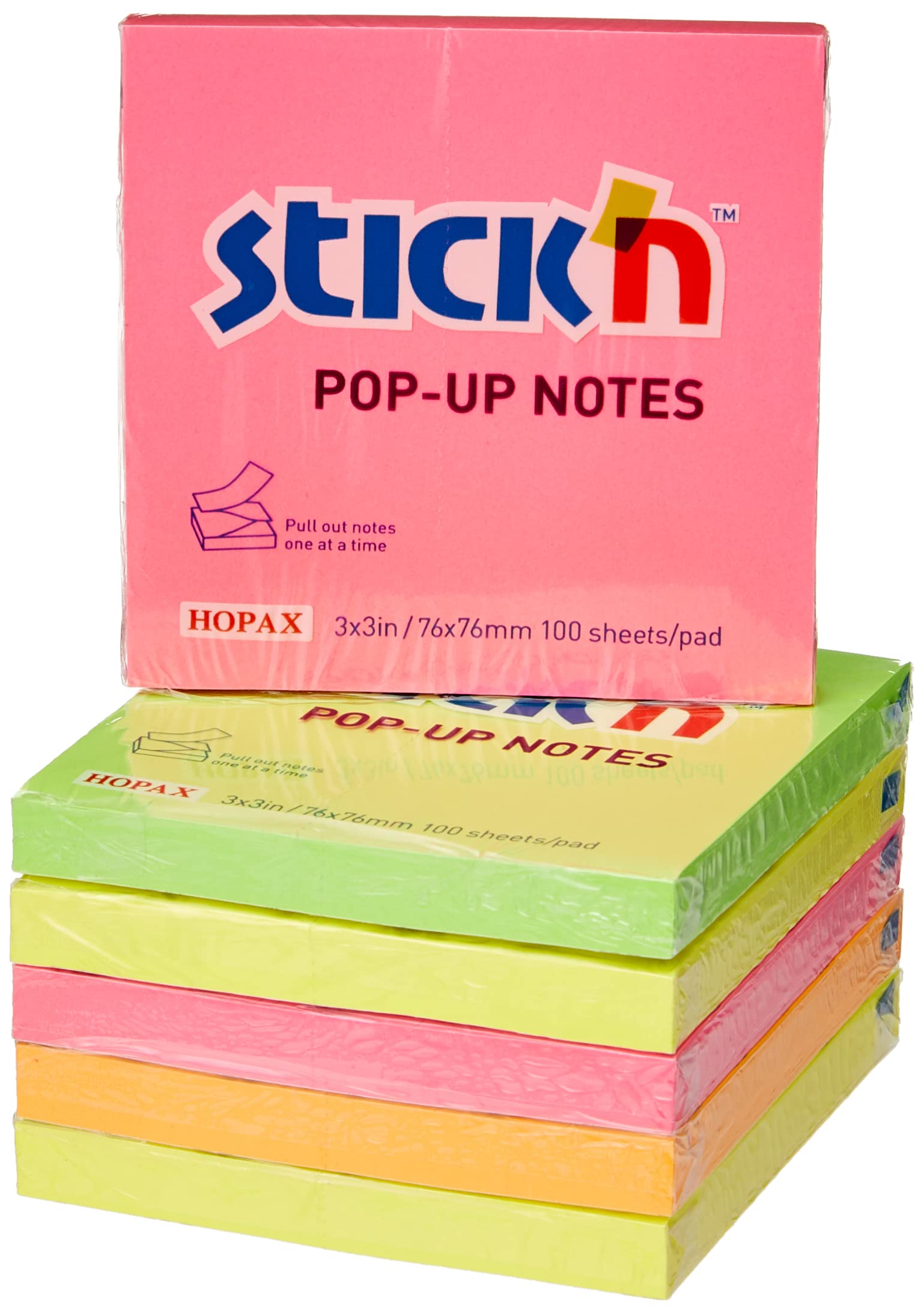 Stick'N Assorted Neon Z Notes (Pack of 6)