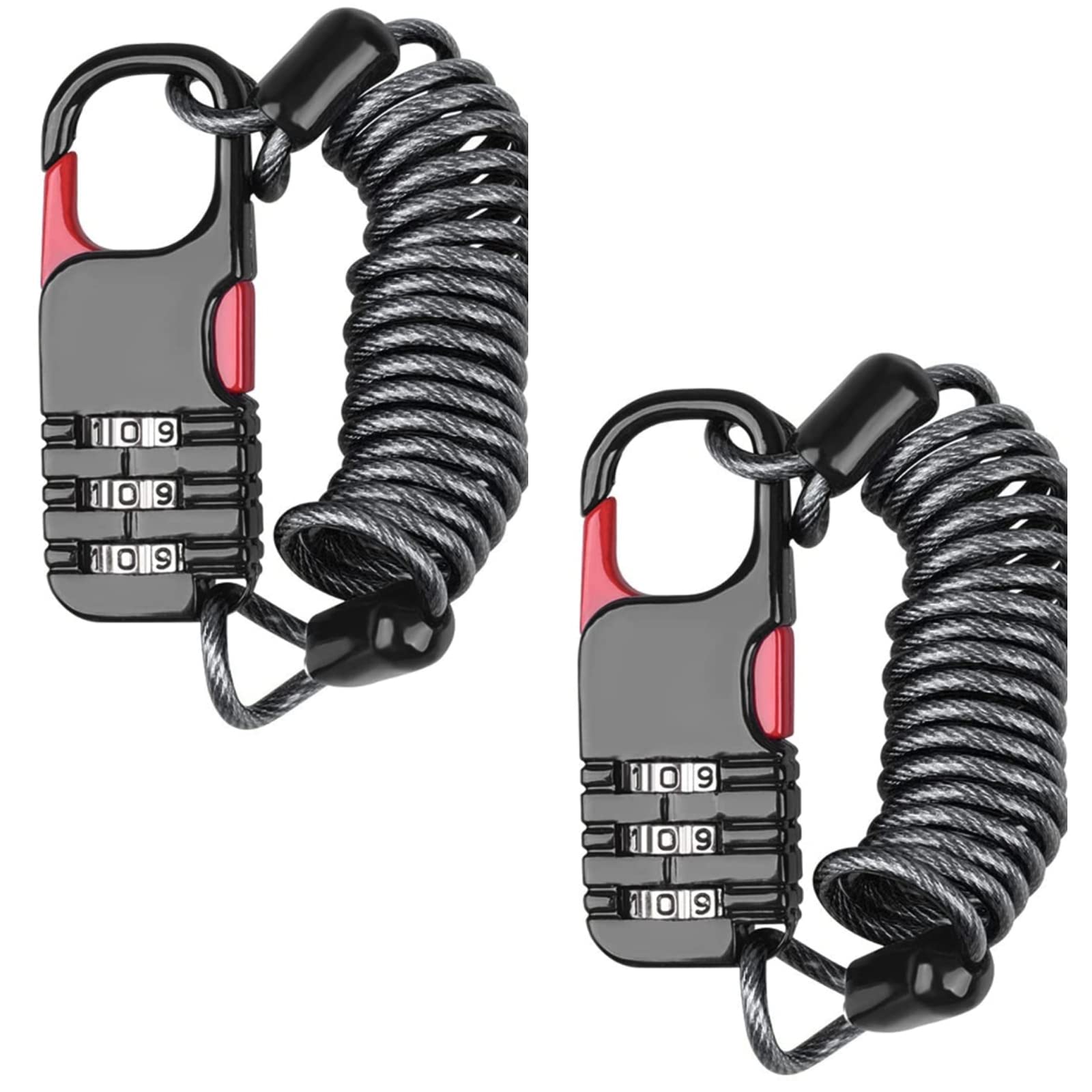 2 Pcs Bike Lock Helmet Lock Bicycle Chain Lock for E-Bike Mountain Bike Outdoor Ski Gate Helmet Password Accessories Black