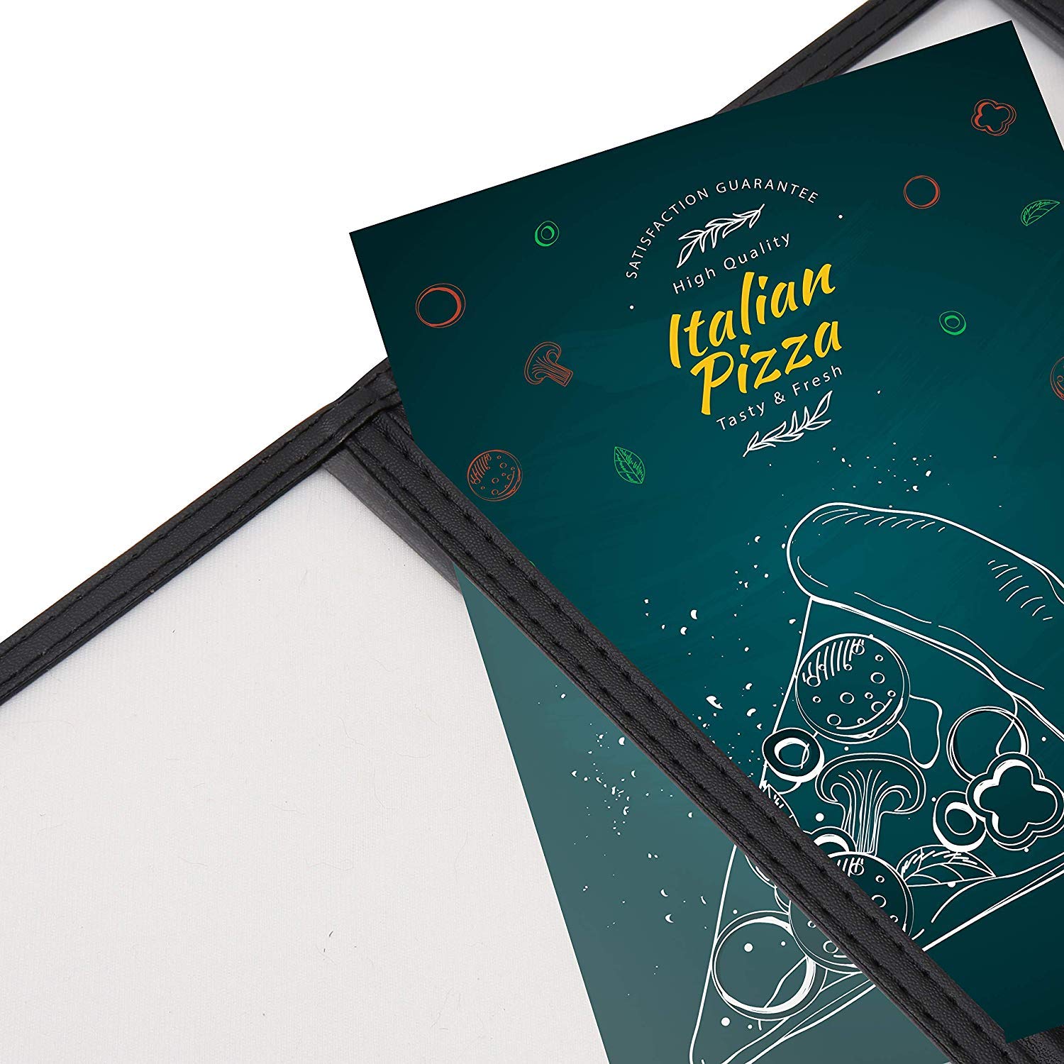 Triple Fold Menu Covers (5 Pack) A4 Clear Vinyl Black Binding Tri