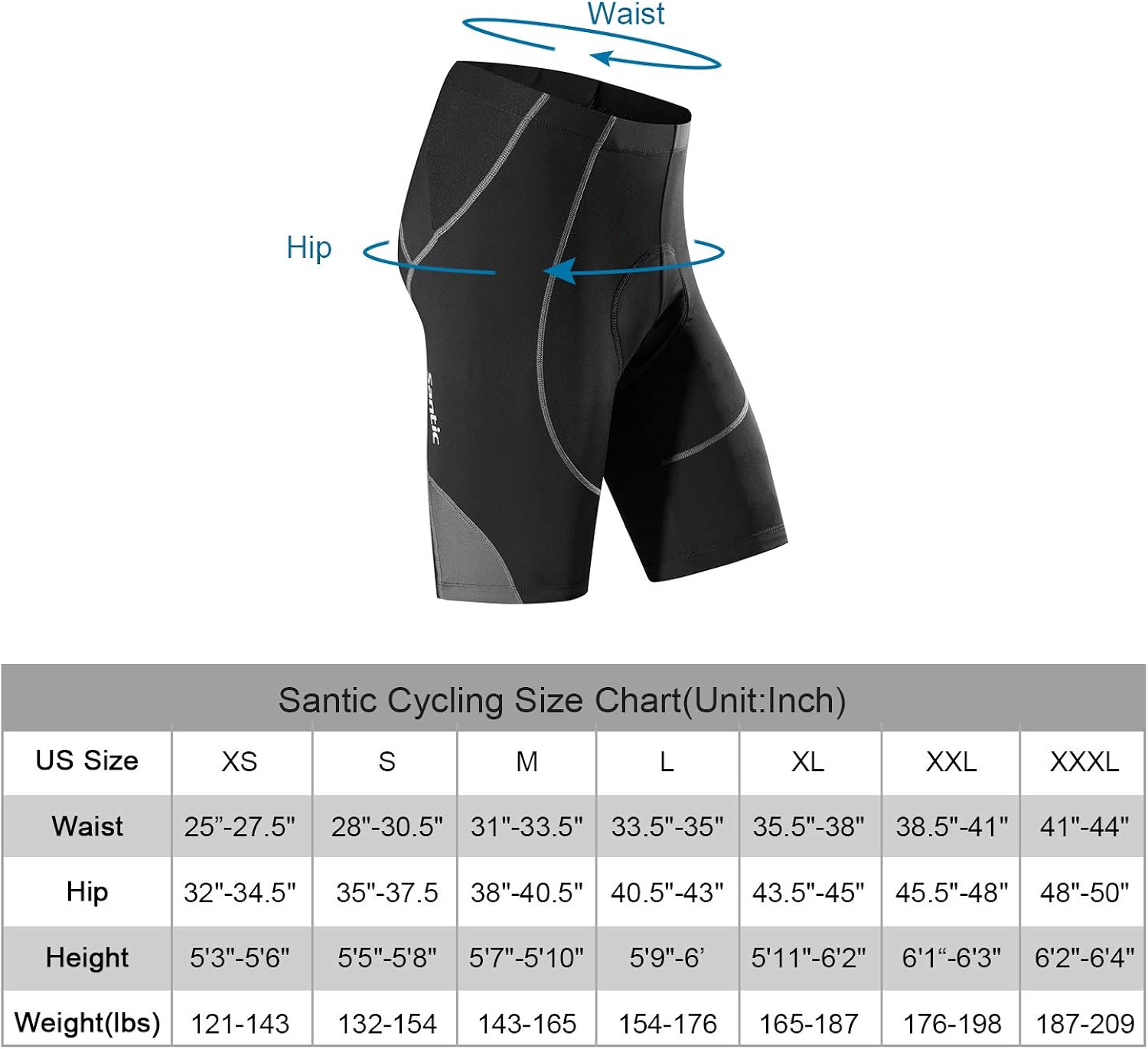 Santic Cycling Shorts Men's Bike Biking Bicycle Pants Tights 4D Coolmax Padded: Clothing