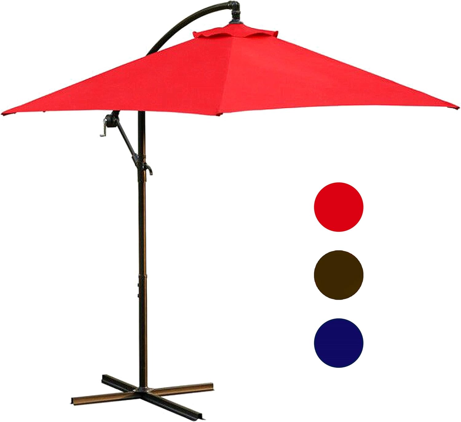 Amazon Com Lokatse Home 10 Ft Offset Patio Outdoor Umbrella Cantilever Hanging Market Umbrella Garden Umbrella With Crank Cross Base Red Garden Outdoor