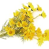 HAIOPS Artificial Daisy Flowers 6 Bundles 21” Faux Silk Daisy Flowers with Stems for Home Garden Vase Décor (Yellow)
