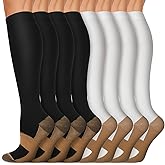 Copper Compression Socks 15-20 mmHg for Men &amp; Women 8 Pairs &ndash; Circulation Support for Nurses, Travel, Running, Hiking, Soccer