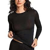 SOULVOR Natrelax Long Sleeve Shirts for Women Modal Ribbed Going Out Tops Crewneck Sleep Pajamas Tight Casual T-Shirts