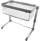 Ingenuity SwaddleMe Beginnings Compac and Foldable Multi-Position Baby Bassinet with Elevated Airflow Technology Mattress, Gray Tweed